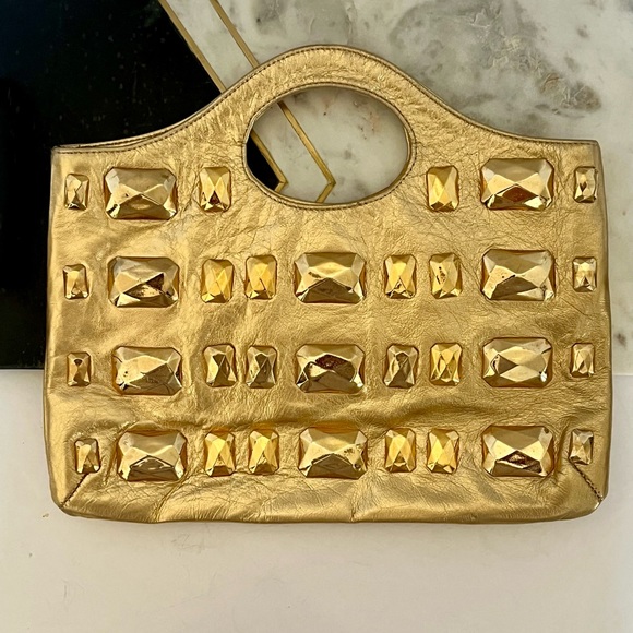 •B-Low the Belt• Stunning Luxe Goldi Rocks bag - Picture 8 of 10